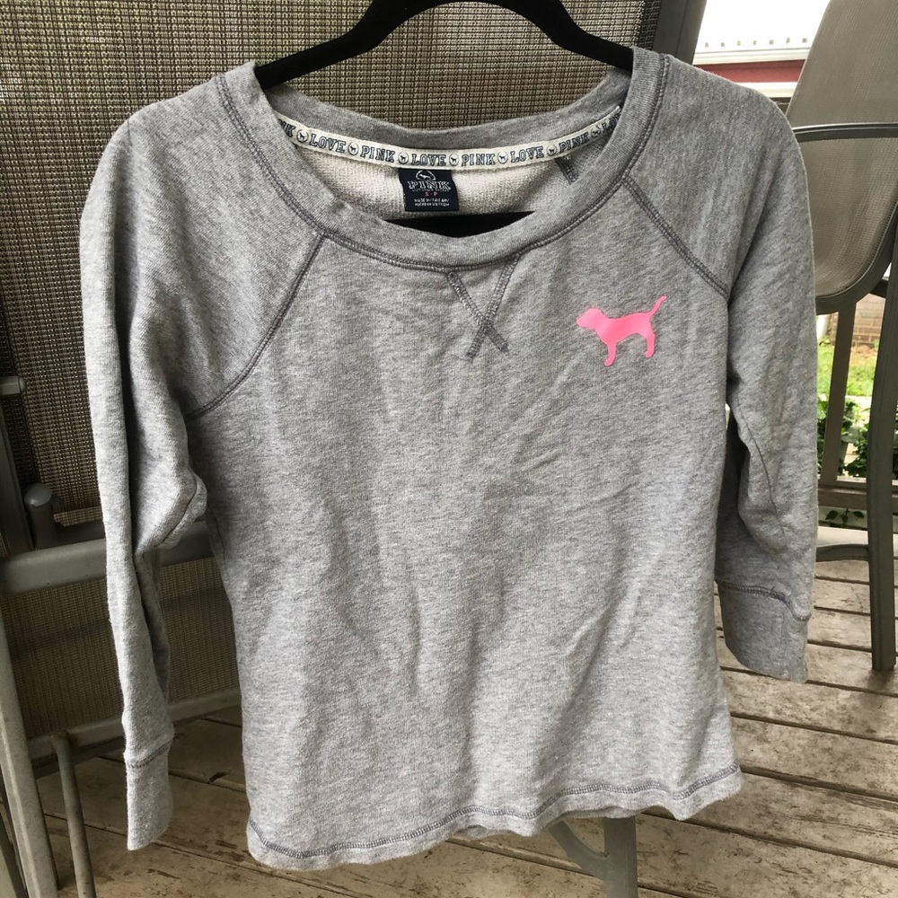 Vs pink 3/4 sleeve crew neck